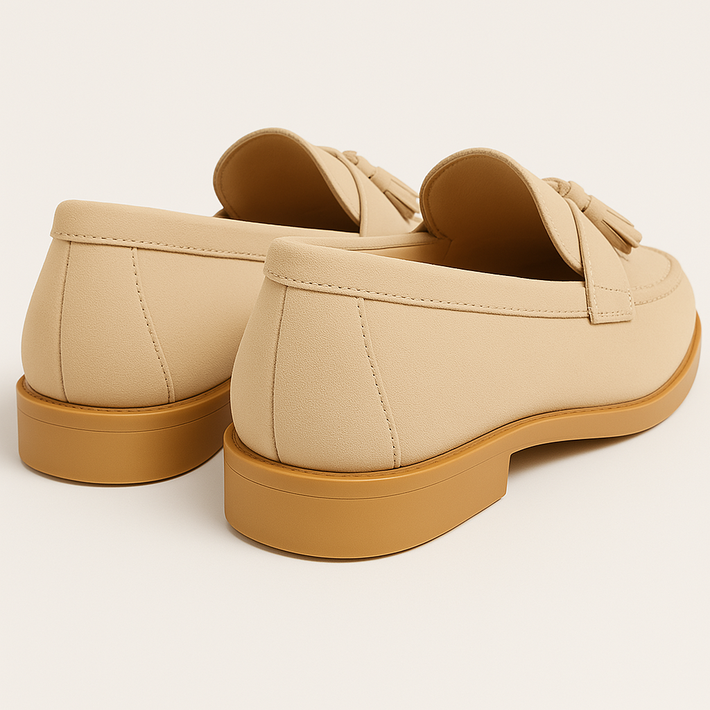 Men’s beige suede tassel loafers