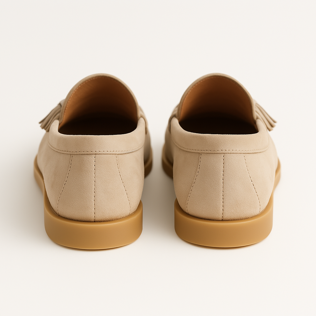 Men’s beige suede tassel loafers