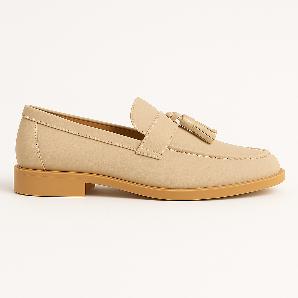 Men’s beige suede tassel loafers