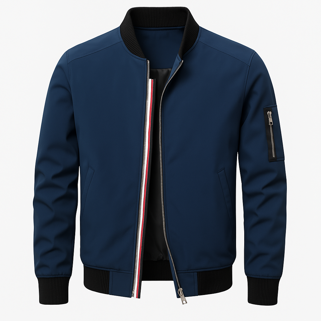 Men’s harrington-style summer bomber jacket – lightweight with zip pocket