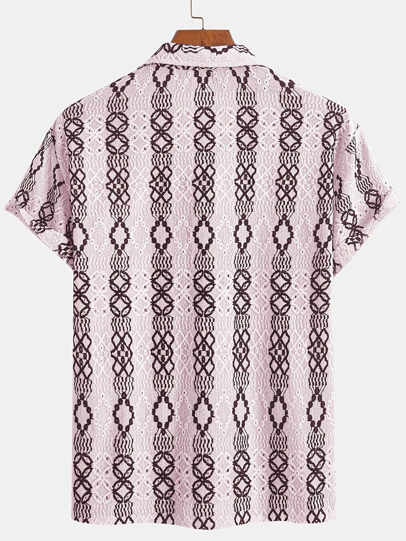 Men’s short sleeve summer shirt – button-up with embroidered pattern