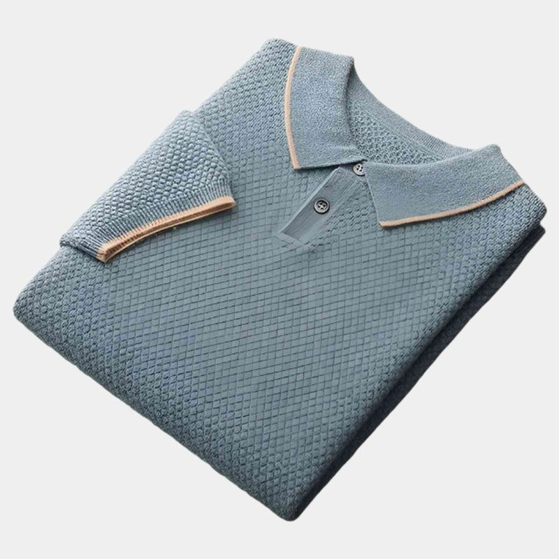 Men's short-sleeve textured polo shirt