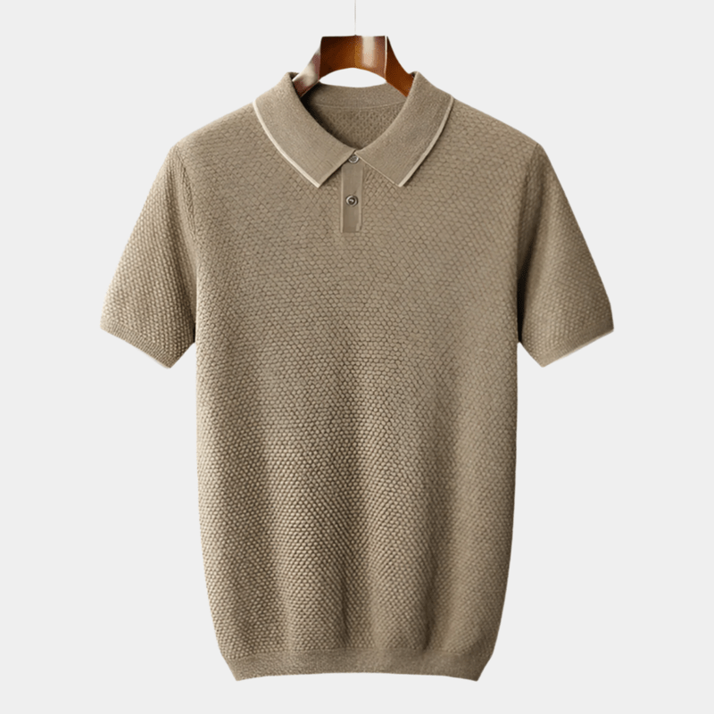 Men's short-sleeve textured polo shirt