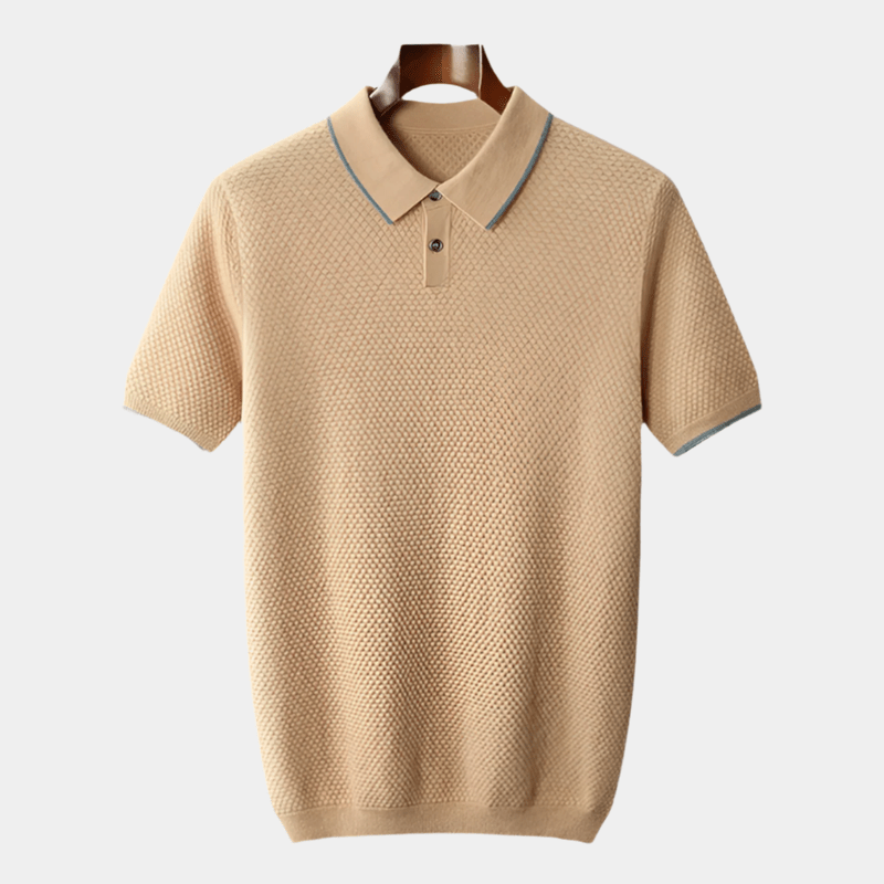 Men's short-sleeve textured polo shirt