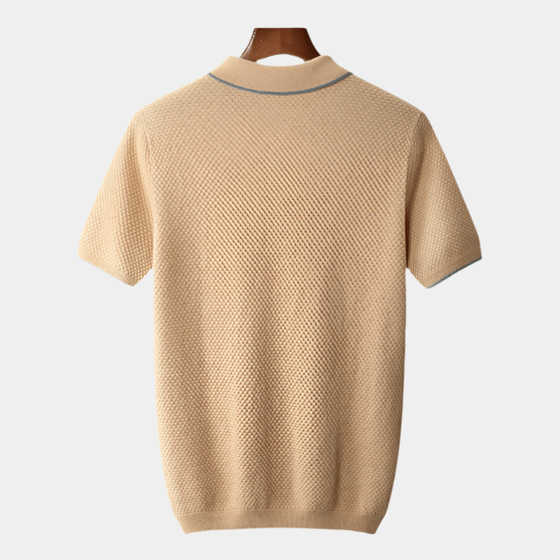 Men's short-sleeve textured polo shirt