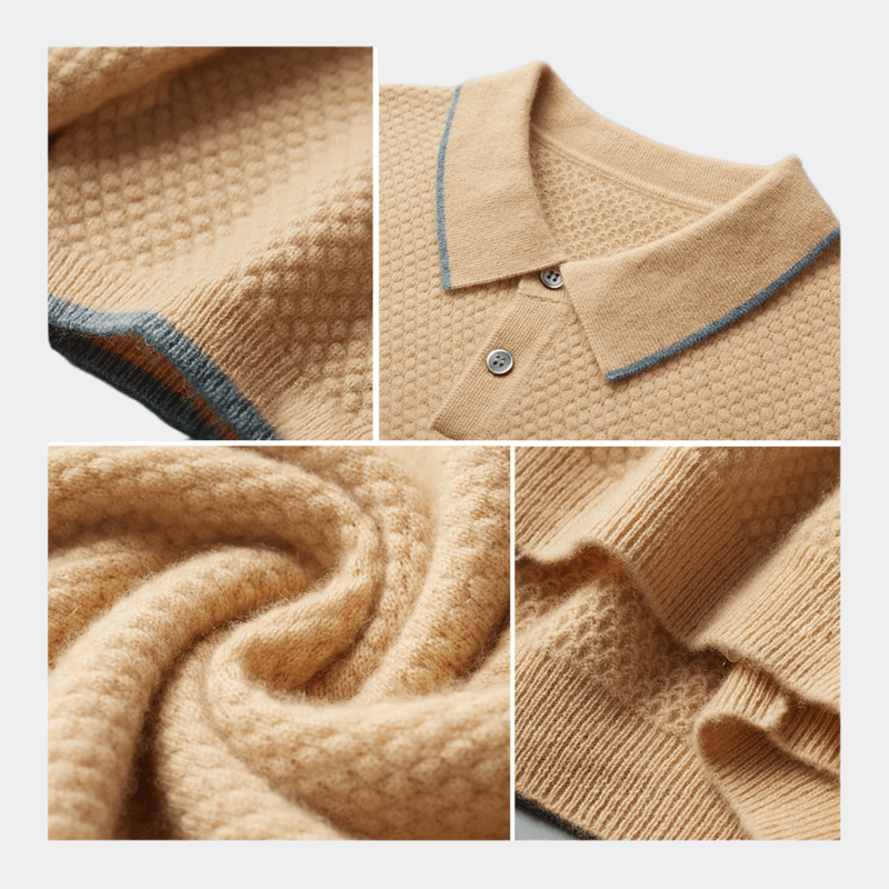 Men's short-sleeve textured polo shirt