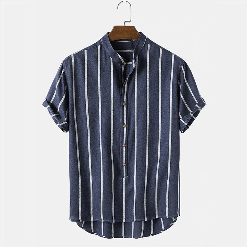 Men's summer co-ord set - striped short sleeve shirts & casual shorts