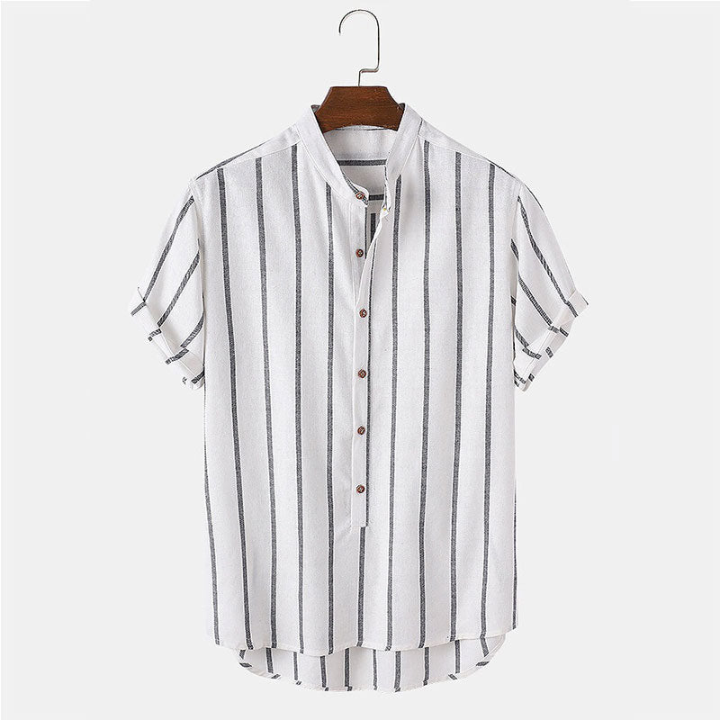 Men's summer co-ord set - striped short sleeve shirts & casual shorts