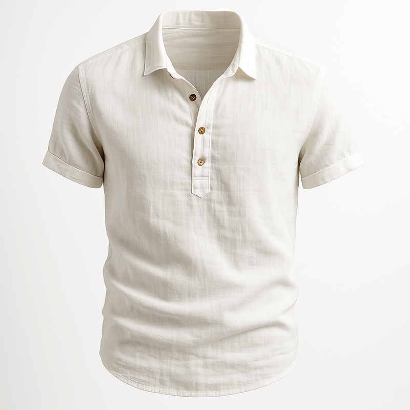 Men's button front short-sleeve polo shirt