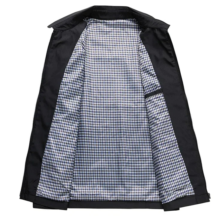 Herren men’s spring jacket – lightweight with tailored fit and checked lining