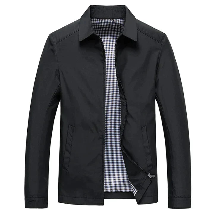 Herren men’s spring jacket – lightweight with tailored fit and checked lining