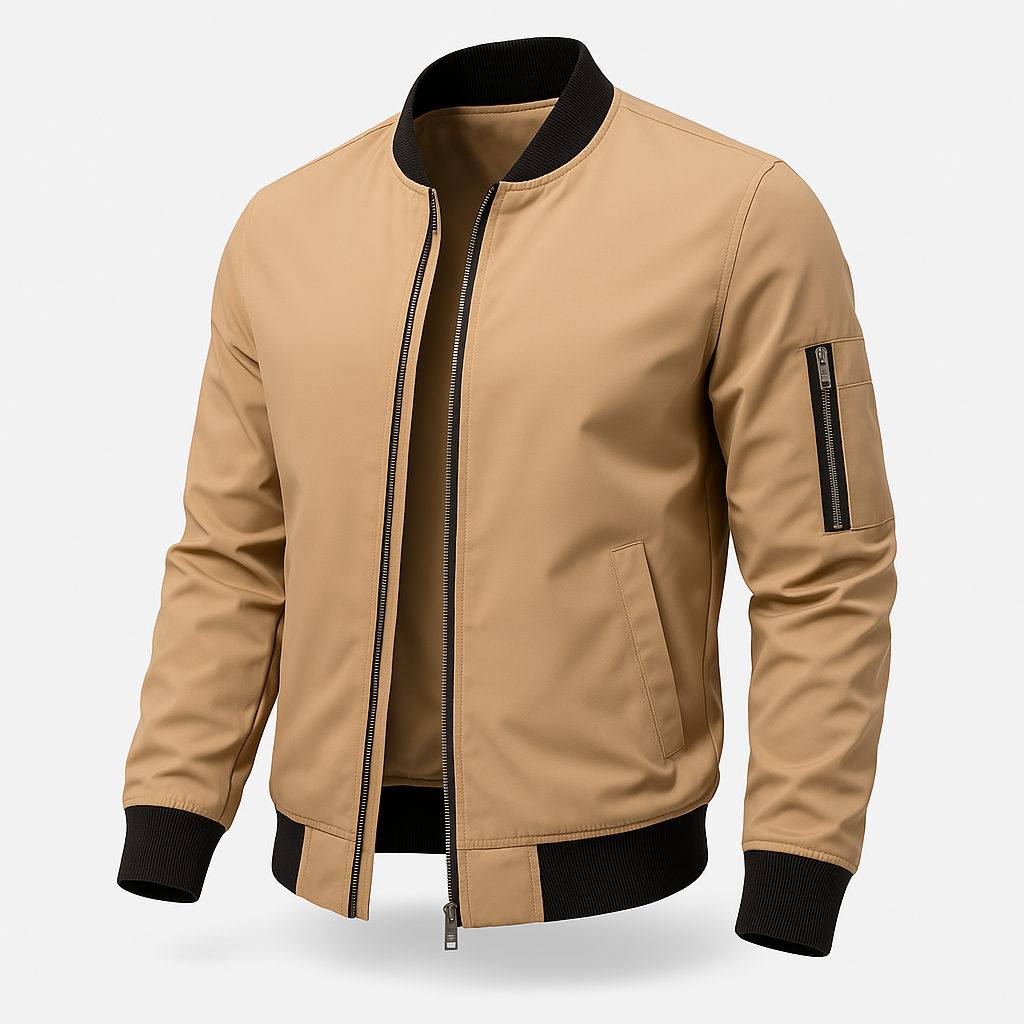 Men’s harrington-style summer bomber jacket – lightweight with zip pocket