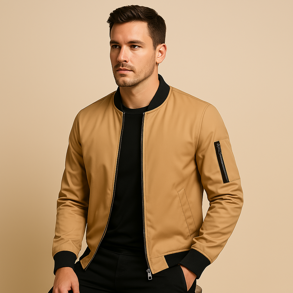 Men’s harrington-style summer bomber jacket – lightweight with zip pocket