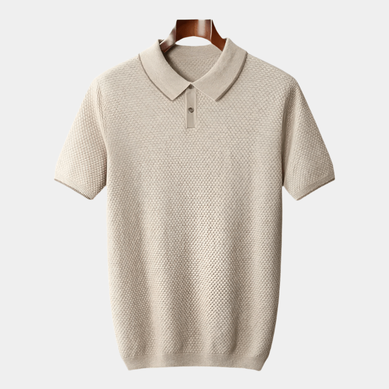 Men's short-sleeve textured polo shirt
