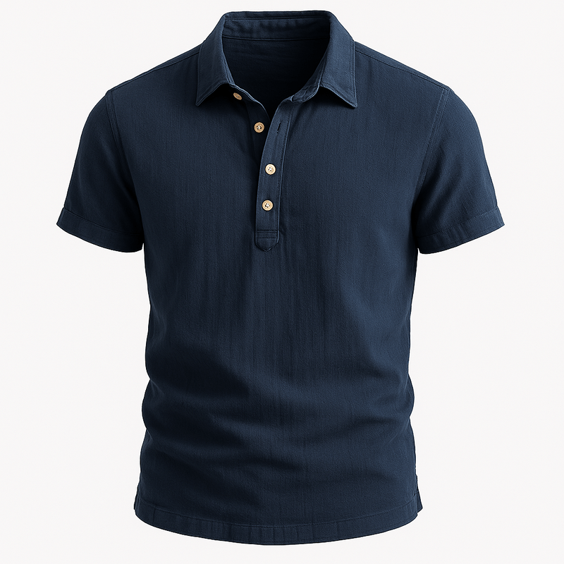 Men's button front short-sleeve polo shirt