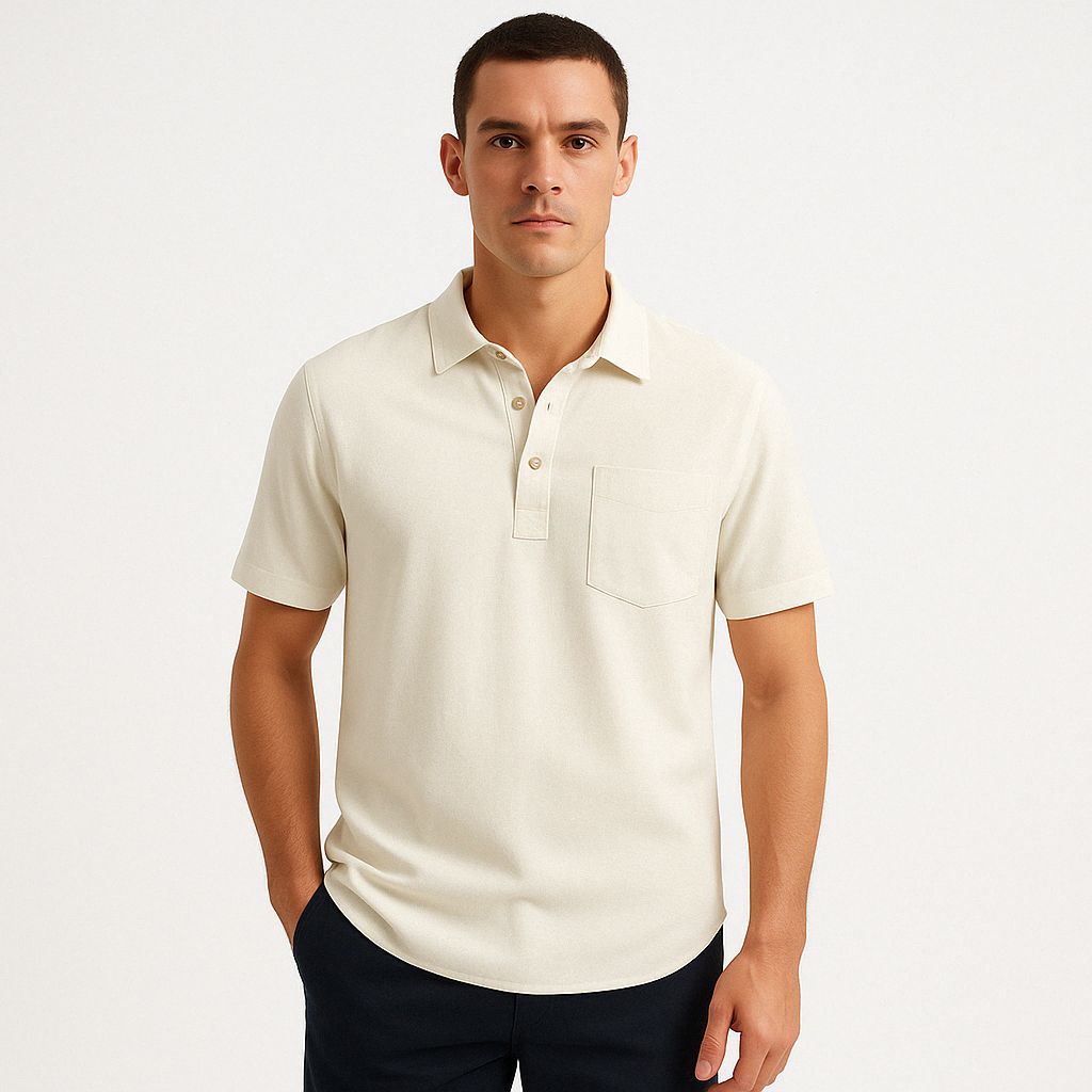 Men's short-sleeve polo shirt with chest pocket